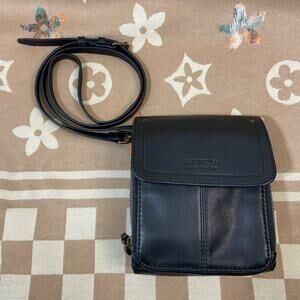 AMERICAN LEATHER CO Womens Crossbody Bag Blk Sz S Normcore Biker Gothcore Grunge